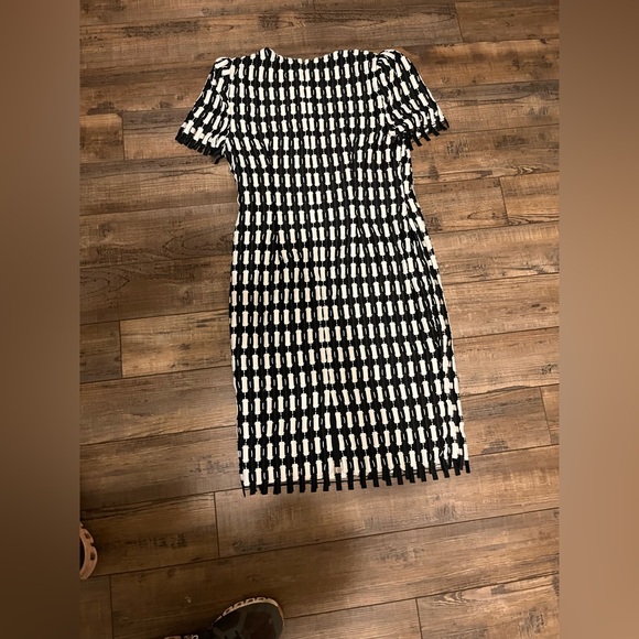 Badgley Mischka Black and White Checkered Midi Dress - Picture 3 of 5